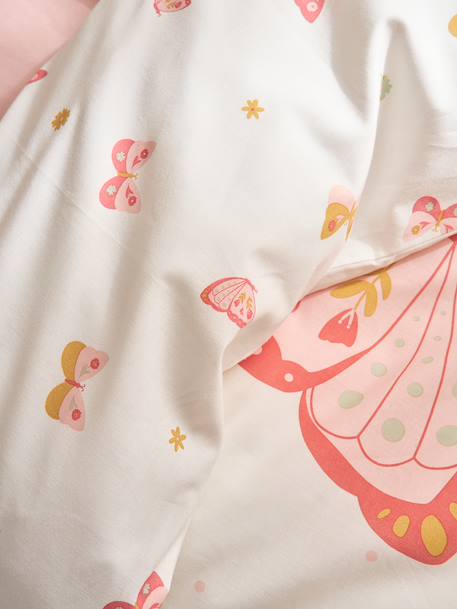 Duvet Cover & Pillowcase Set with Recycled Cotton, FLIGHT printed pink - vertbaudet enfant 