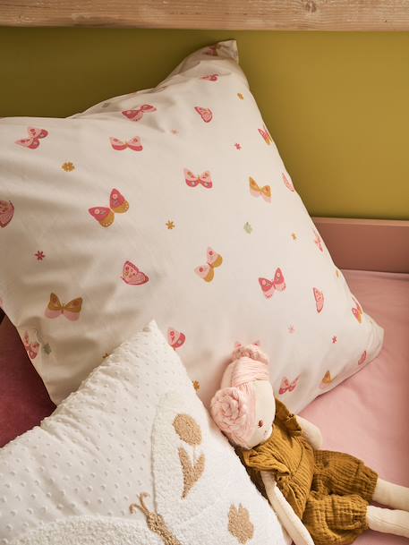 Duvet Cover & Pillowcase Set with Recycled Cotton, FLIGHT printed pink - vertbaudet enfant 