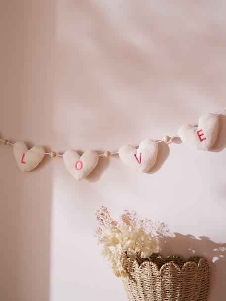 Guirlande coeurs en gaze de coton écru - vertbaudet enfant 