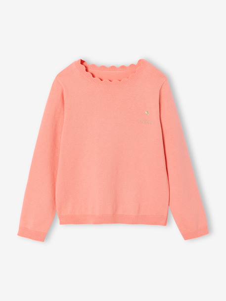 Pull fille personnalisable mandarine+marine+pivoine+vert de gris - vertbaudet enfant 