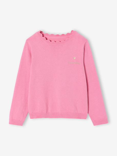 Pull fille personnalisable mandarine+marine+pivoine+vert de gris - vertbaudet enfant 