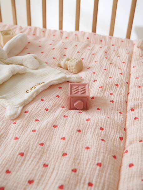 Floor mattress / Play mat in cotton muslin MON COEUR printed pink - vertbaudet enfant 