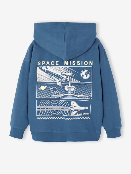 Boy's fleece hooded sweatshirt ocean blue - vertbaudet enfant 