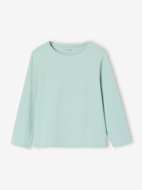 Pack of 3 long-sleeved girls' fancy t-shirts anthracite+coral+grey blue+grey green+indigo+rose - vertbaudet enfant 