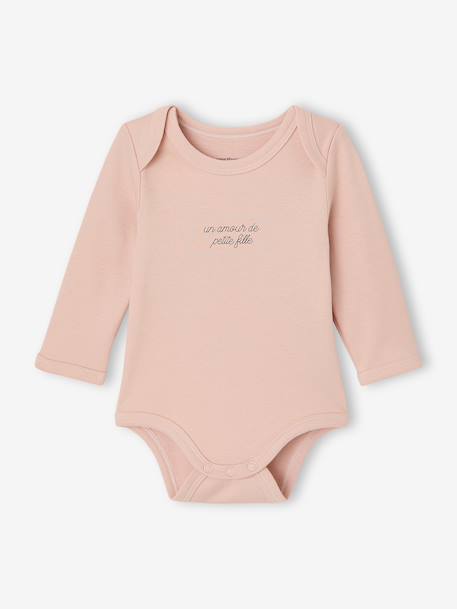 Bodysuits with long sleeves for babies with a floral print sage green - vertbaudet enfant 