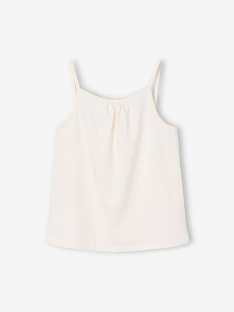 Pack of 3 Basics Tops with Thin Straps, for Girls ecru+raspberry pink+sage green - vertbaudet enfant 