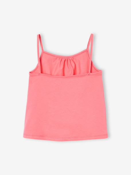 Pack of 3 Basics Tops with Thin Straps, for Girls ecru+raspberry pink+sage green - vertbaudet enfant 