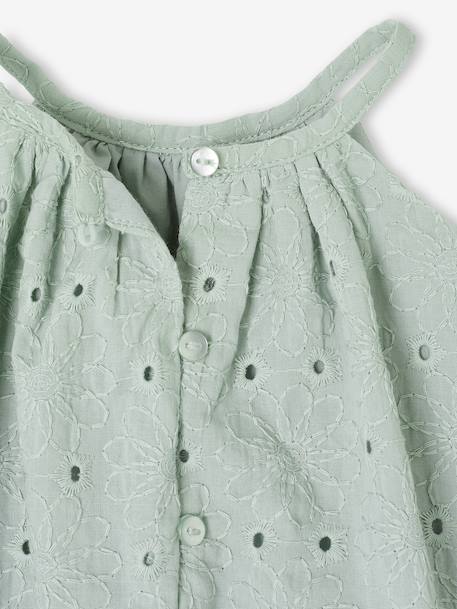 Broderie Anglaise Dress with Matching Accessory sage green - vertbaudet enfant 