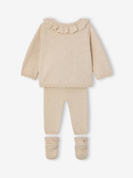 3-Piece Knitted Set for Baby Girls marl beige - vertbaudet enfant 