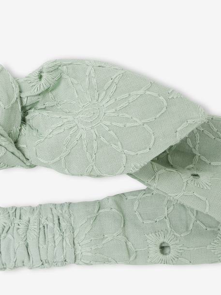 Broderie Anglaise Dress with Matching Accessory sage green - vertbaudet enfant 