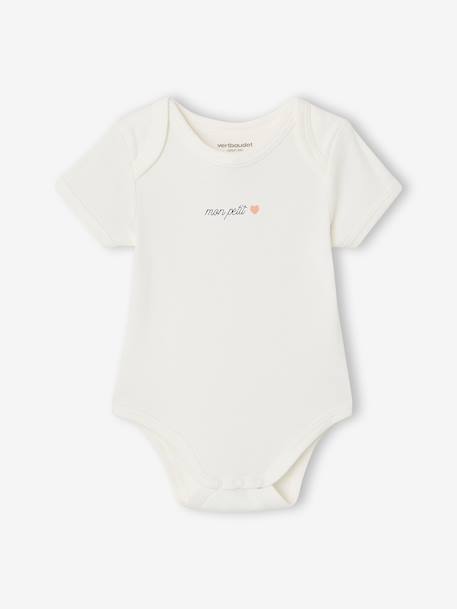 Pack of 5 short-sleeved baby bodysuits ecru - vertbaudet enfant 