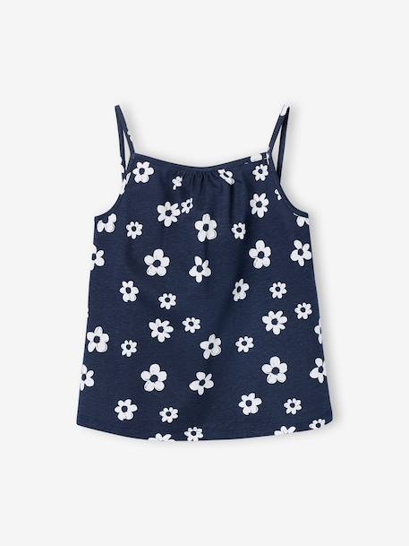 Pack of 3 Basics Tops with Thin Straps, for Girls ecru+raspberry pink+sage green - vertbaudet enfant 