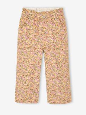 Girls-Wide-leg paperbag leopard print trousers for girls 