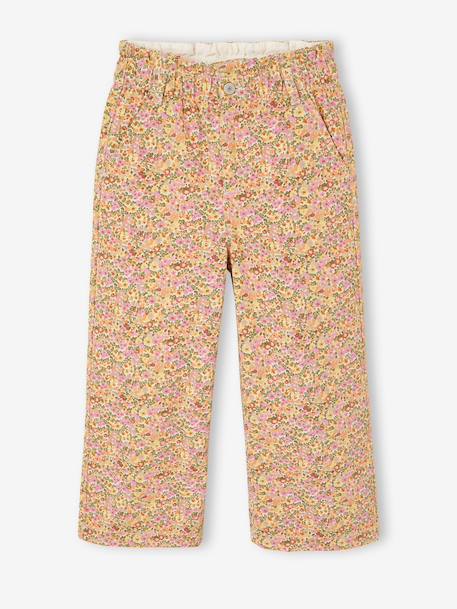 Wide-leg paperbag leopard print trousers for girls beige+chocolate+multicoloured+vanilla - vertbaudet enfant 