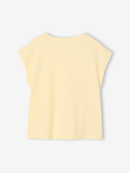 Tee-shirt fille uni fantaisie manches courtes personnalisable écru+jaune pâle+rose bonbon+vert d'eau - vertbaudet enfant 