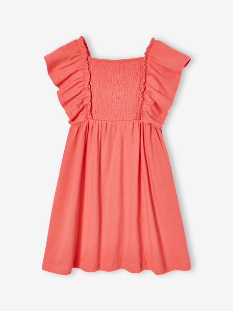 Girl's butterfly sleeve dress coral+ecru - vertbaudet enfant 