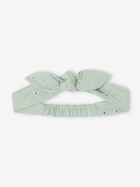 Broderie Anglaise Dress with Matching Accessory sage green - vertbaudet enfant 