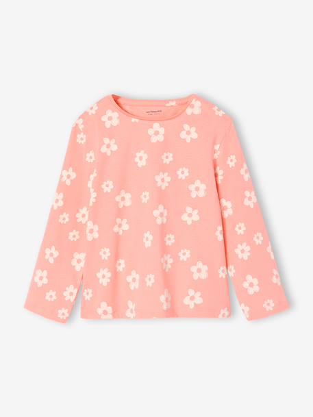 Lot de 3 t-shirts fille fantaisie manches longues anthracite+bleu grisé+corail+indigo+rose - vertbaudet enfant 
