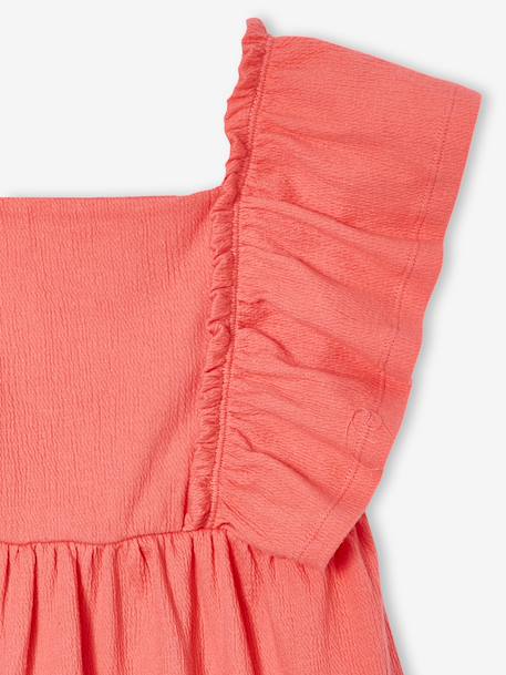 Girl's butterfly sleeve dress coral+ecru - vertbaudet enfant 