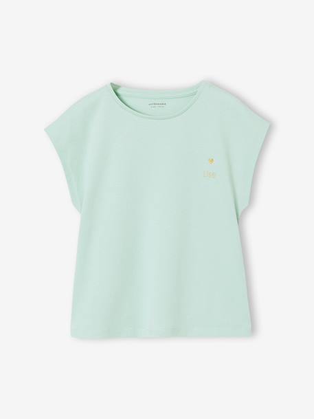 Plain Basics T-Shirt for Girls aqua green+ecru+navy blue+sweet pink - vertbaudet enfant 