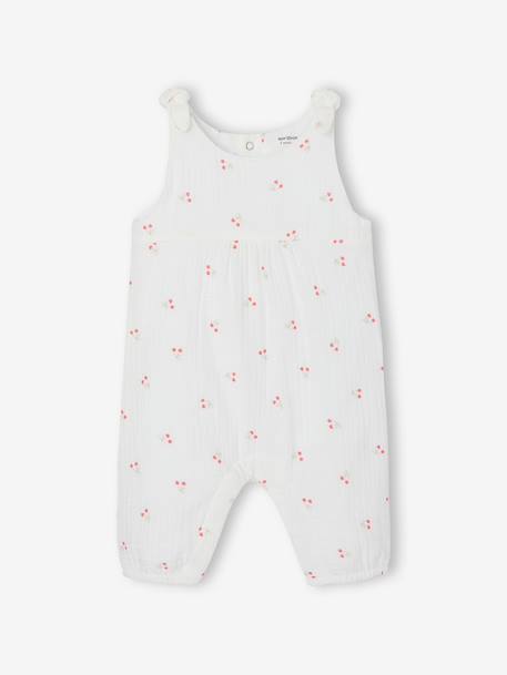 Combinaison bébé naissance en gaze de coton beige+blanc+écru+tilleul imprimé - vertbaudet enfant 