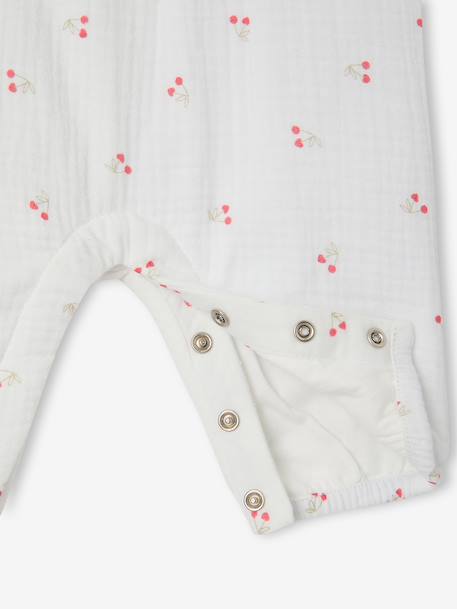 Jumpsuit for Newborn Babies, Embroidery in Cotton Gauze beige+ecru+Light Green/Print+white - vertbaudet enfant 