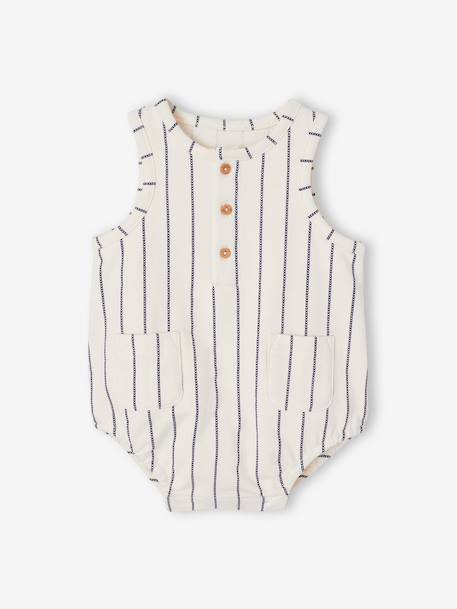 Sleeveless Jumpsuit for Baby Boys ecru - vertbaudet enfant 