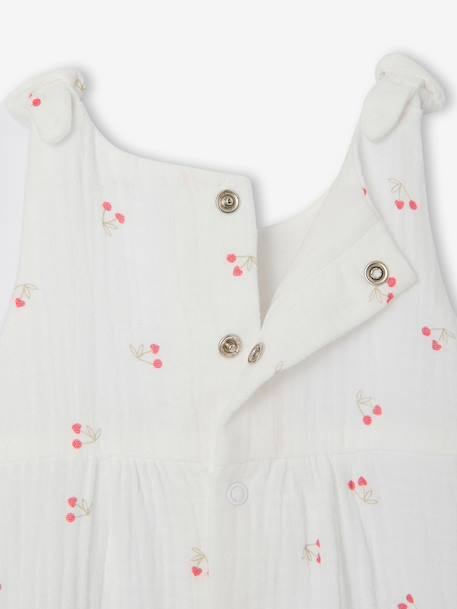 Jumpsuit for Newborn Babies, Embroidery in Cotton Gauze beige+ecru+Light Green/Print+white - vertbaudet enfant 