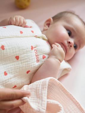 Bedding & Decor-Sleeping Bag in Organic Cotton Muslin for Babies, HEART