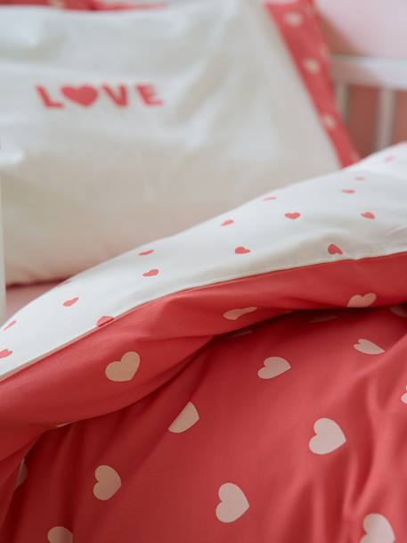 Duvet cover set + pillowcase MY HEART printed pink - vertbaudet enfant 