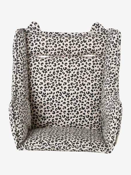 Coussin de chaise haute beige imprimé+carreaux vert+écru+ivoire Panda+moutarde - vertbaudet enfant 