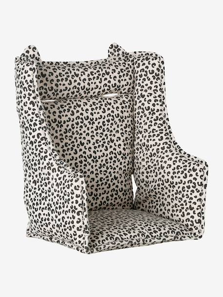Coussin de chaise haute beige imprimé+carreaux vert+écru+ivoire Panda+moutarde - vertbaudet enfant 