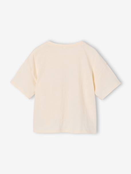 Short Sleeve T-Shirt for Girls ecru+khaki - vertbaudet enfant 