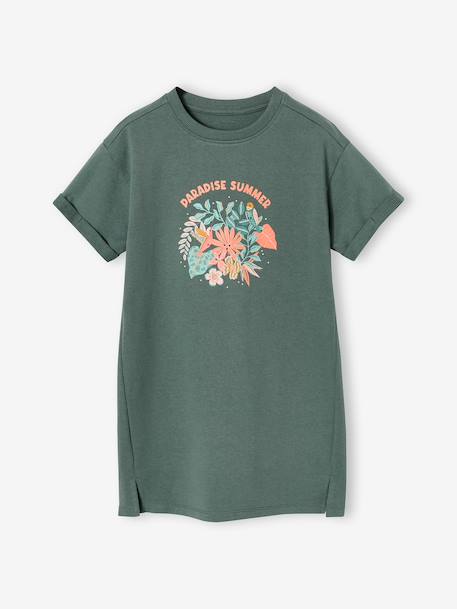 Girls' dress in lightweight fleece green+marl grey+sage green+striped blue - vertbaudet enfant 