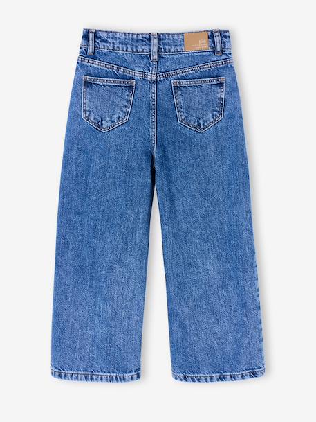 Embroidered Susan wide-leg jeans for girls bleached denim+medium blue - vertbaudet enfant 