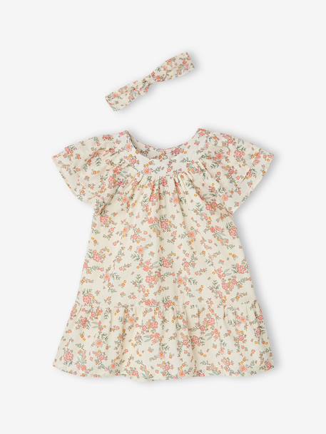 Baby dress set with culotte-style briefs and bandeau ecru - vertbaudet enfant 