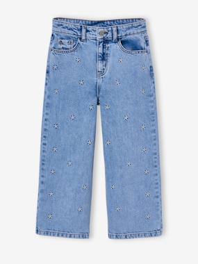 Jean large fille brodé - vertbaudet enfant Fille-Jean large fille brodé