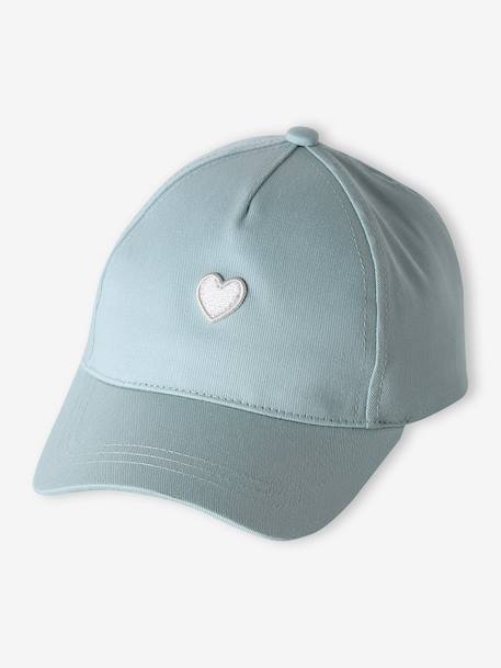 Casquette enfant fille coeur brodé bleu pâle+rose pâle+vert d'eau - vertbaudet enfant 