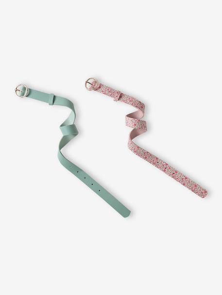 Pack of 2 Belts for Girls aqua green - vertbaudet enfant 