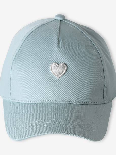 Cap with Embroidered Heart for Girls aqua green+pale blue+pale pink - vertbaudet enfant 