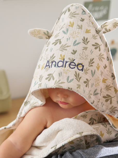 Cotton Muslin Bath Cape + Wash Mitt, BAYOU multicoloured - vertbaudet enfant 