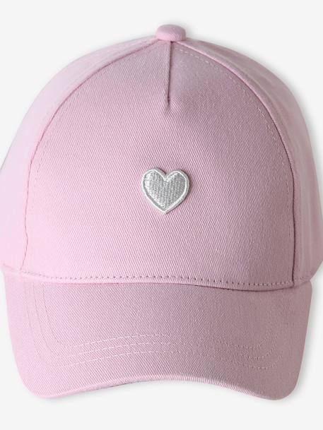 Casquette enfant fille coeur brodé bleu pâle+rose pâle+vert d'eau - vertbaudet enfant 