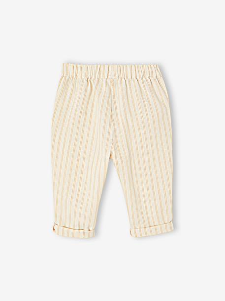 Essential Trousers for Baby Boys striped beige - vertbaudet enfant 
