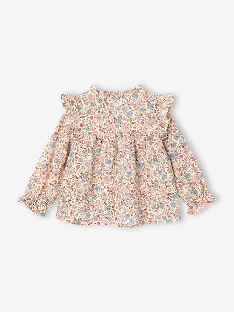 Ruffled Blouse for Babies grey green+rose+vanilla - vertbaudet enfant 