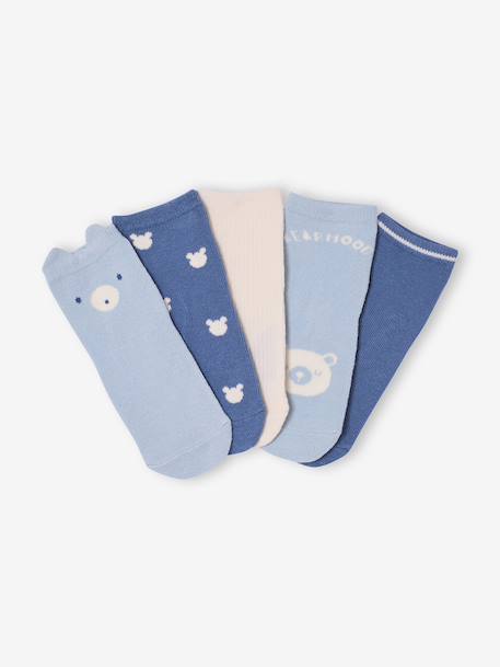 Pack of 5 Pairs of 'Bear' Socks for Babies chambray blue+ecru - vertbaudet enfant 