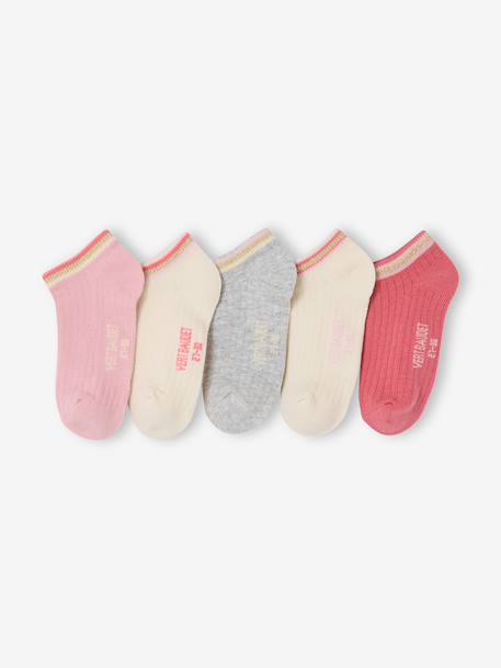 Pack of 5 Pairs Rib Knit Trainer Socks for Girls ecru - vertbaudet enfant 