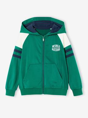 Boys-Cardigans, Jumpers & Sweatshirts-Sweatshirts & Hoodies-Boys' sporty zip-up hooded sweatshirt with raglan sleeves 