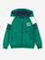 Boys' sporty zip-up hooded sweatshirt with raglan sleeves green+navy blue+pecan nut - vertbaudet enfant 