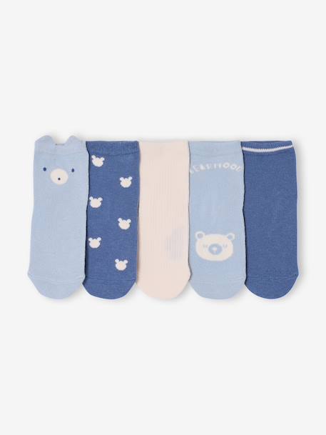 Pack of 5 Pairs of 'Bear' Socks for Babies chambray blue+ecru - vertbaudet enfant 