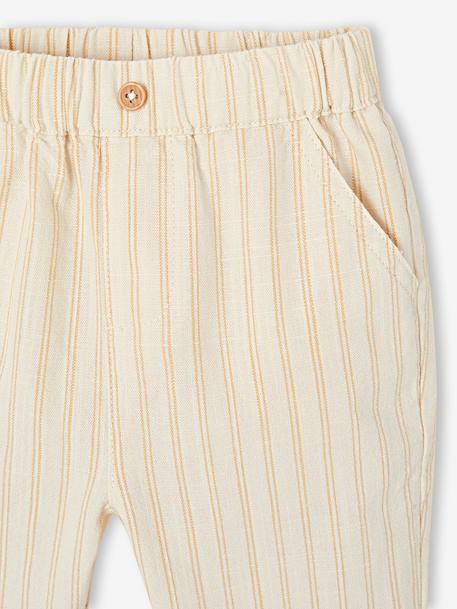 Essential Trousers for Baby Boys striped beige - vertbaudet enfant 